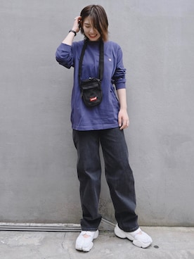 「Levi's（リーバイス）のアイテム（メッセンジャーバッグ）」を使った、つんさん（レディース・154cm）の夏コーディネート