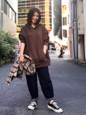 「RAG MACHINE（ラグマシーン）のアイテム」を使った、つんさん（レディース・154cm）の秋コーディネート