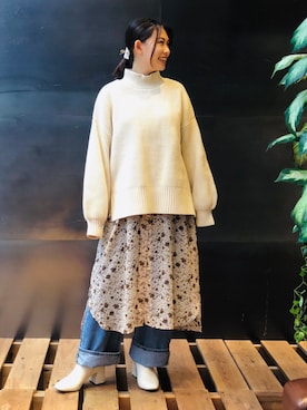 「Right-on（ライトオン）のアイテム（シャツワンピース）」を使った、つんさん（レディース・154cm）の秋コーディネート