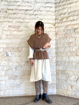 「アイテム（シャツワンピース）」を使った、つんさん（レディース・154cm）の冬コーディネート