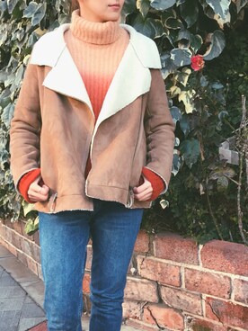「Ray BEAMS（レイビームス）のアイテム（ムートンコート）」を使った、NAOさん（レディース・167cm）の冬コーディネート