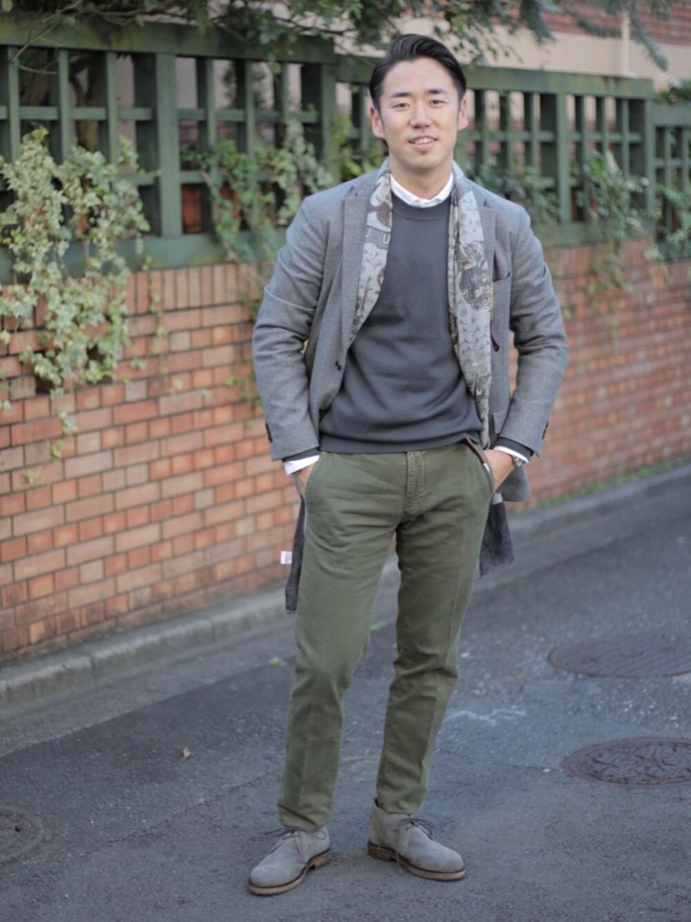 「KANEKO OPTICALのUNITED ARROWS by KANEKO OPTICAL John SGLS/アイウェア MADE IN JAPAN（サングラス、ブラウン系）」を使った、髙橋 淳さん（メンズ・175cm）の秋コーディネートの1枚目の写真