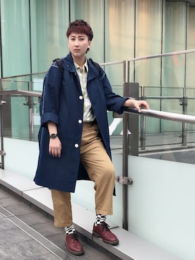 「plain-me（プレインミー）のアイテム（ピーコート）」を使った、kaylo081さん（メンズ・170cm）の春コーディネート