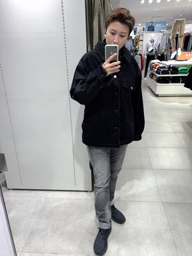 「GU（ジーユー）のアイテム（ピーコート）」を使った、kaylo081さん（メンズ・170cm）の冬コーディネート