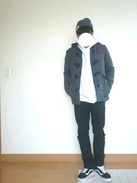 「no brand（ノーブランド）のアイテム（ダッフルコート）」を使った、TATSUさん（メンズ・173cm）の冬コーディネート