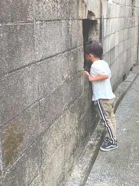 「Birthday（バースデイ）のアイテム（Tシャツ/カットソー、ホワイト系）」を使った、⸜(  ⌓̈ )⸝tmさん（キッズ・120cm）の秋コーディネート