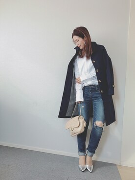 「シルバーパンプス」｜「アイテム（トレンチコート）」を使った、ⓒⓗⓘⓩⓤ﻿さん（レディース・163cm）の春コーディネート