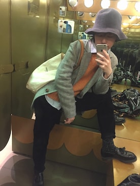 「Odds（オッズ）のアイテム（キャップ）」を使った、韩哈哈HXRさん（レディース・163cm）の春コーディネート