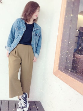 「マスタードイエロー」｜Sachi さん（レディース・158cm）の秋コーディネート