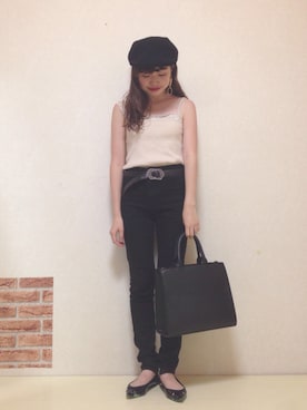 「ハンチング」｜「アイテム（バレエシューズ）」を使った、ヨシコさん（レディース・149cm）の秋コーディネート