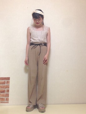 「VINTAGE（ヴィンテージ）のアイテム（ヘアバンド）」を使った、ヨシコさん（レディース・149cm）の秋コーディネート