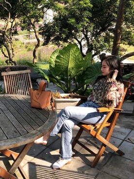 「Mo&Co.（モーアンドコー）のアイテム（パンツ）」を使った、Christine正さん（レディース・164cm）の秋コーディネート