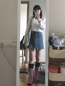 「UNIQLO（ユニクロ）のアイテム（スタジャン）」を使った、coco.♡さん（レディース・162cm）の夏コーディネート