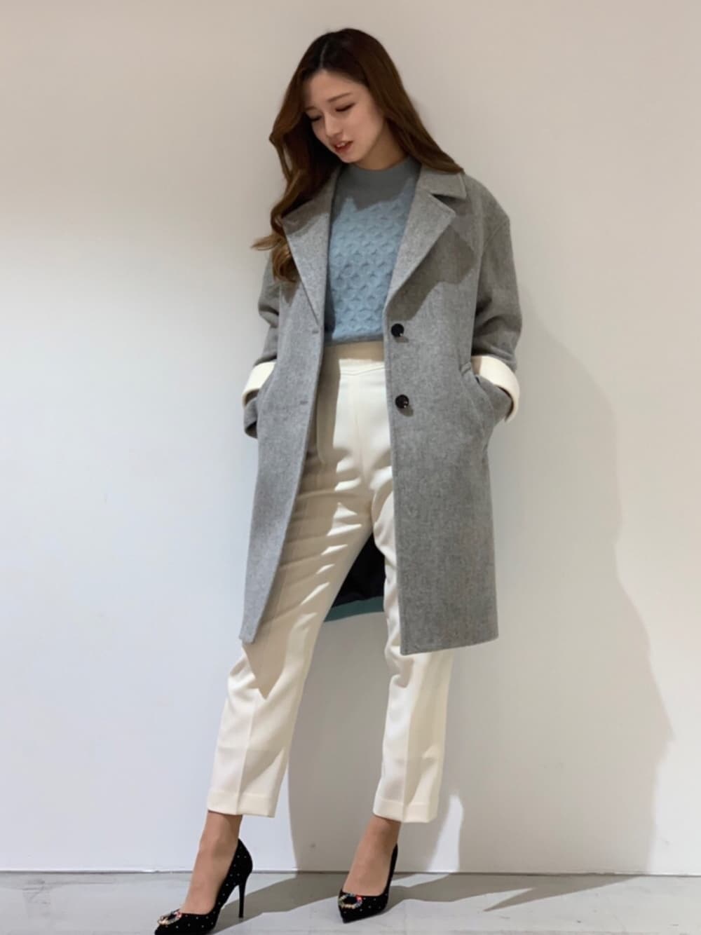 美品LOVELESS ラブレスカラーブロック チェスターコート 36 LOVELESS