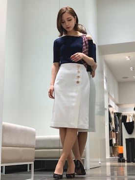 「ひざ丈スカート」｜Mariaさん（レディース・164cm）の春コーディネート