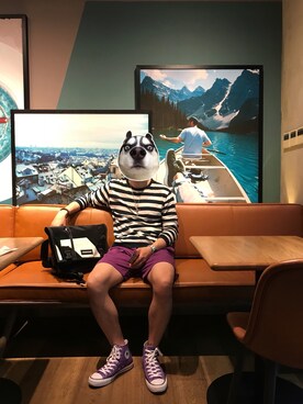 「アイテム（カーゴパンツ）」を使った、B哥さん（メンズ・180cm・30代）の春コーディネート