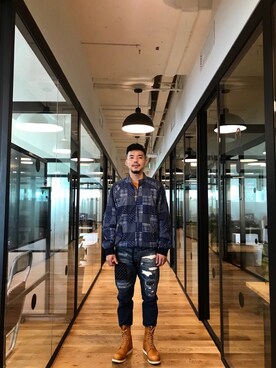 「GAP（ギャップ）のアイテム（ブルゾン）」を使った、B哥さん（メンズ・180cm）の秋コーディネート