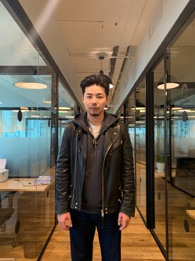 「ALLSAINTS（オールセインツ）のアイテム（ブルゾン）」を使った、B哥さん（メンズ・180cm）の冬コーディネート