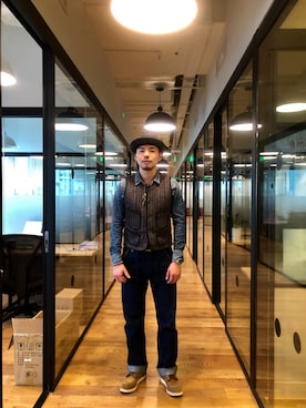 「STETSON（ステットソン）のアイテム（キャップ）」を使った、B哥さん（メンズ・180cm）の冬コーディネート