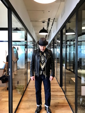 「ALLSAINTS（オールセインツ）のアイテム（ブルゾン）」を使った、B哥さん（メンズ・180cm）の冬コーディネート