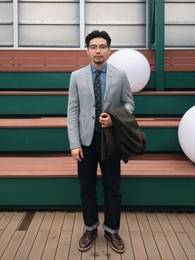 「initial（イニシャル）のアイテム（フォーマルスーツ/小物）」を使った、B哥さん（メンズ・180cm）の春コーディネート