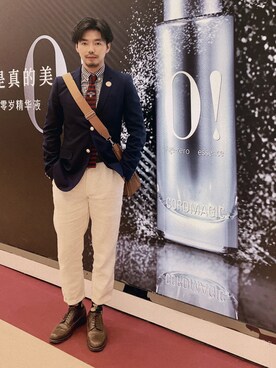 「initial（イニシャル）のアイテム（テーラードジャケット）」を使った、B哥さん（メンズ・180cm）の春コーディネート