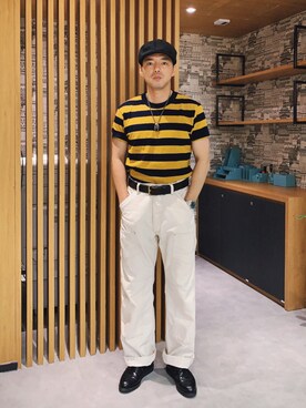「FREEWHEELERS（フリーホイーラーズ）のアイテム（チノパンツ）」を使った、B哥さん（メンズ・180cm）の夏コーディネート