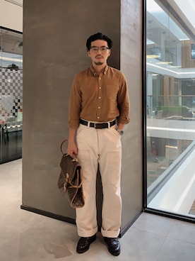 「FREEWHEELERS（フリーホイーラーズ）のアイテム（チノパンツ）」を使った、B哥さん（メンズ・180cm）の夏コーディネート