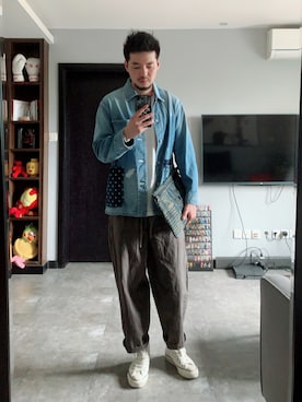 「markaware（マーカウェア）のアイテム（デニムジャケット）」を使った、B哥さん（メンズ・180cm）の秋コーディネート