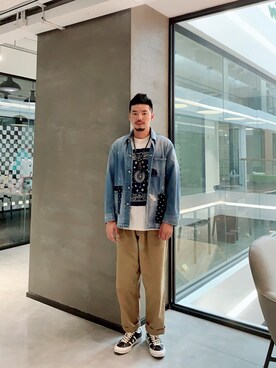 「markaware（マーカウェア）のアイテム（デニムジャケット）」を使った、B哥さん（メンズ・180cm）の秋コーディネート