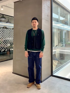 「FREEWHEELERS（フリーホイーラーズ）のアイテム（チノパンツ）」を使った、B哥さん（メンズ・180cm）の秋コーディネート