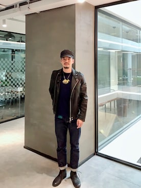 「ALLSAINTS（オールセインツ）のアイテム（ブルゾン）」を使った、B哥さん（メンズ・180cm）の秋コーディネート