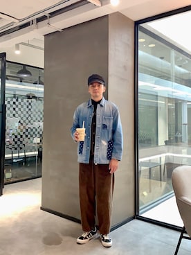 「markaware（マーカウェア）のアイテム（デニムジャケット）」を使った、B哥さん（メンズ・180cm）の秋コーディネート
