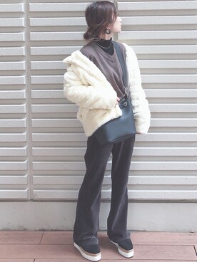 「EGOIST（エゴイスト）のアイテム（その他アウター）」を使った、chi_tonさん（レディース・154cm）の冬コーディネート