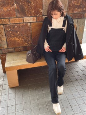 「大人ガーリー」｜「アイテム（ピーコート）」を使った、chi_tonさん（レディース・154cm）の冬コーディネート