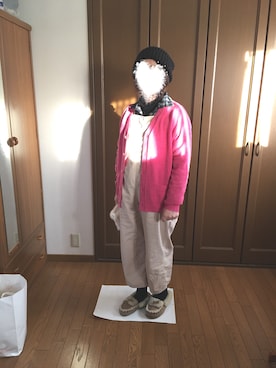 「アイテム（つなぎ/オールインワン、ベージュ系）」を使った、ミロリン🐷さん（レディース・162cm）の冬コーディネート
