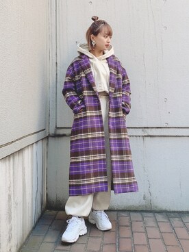 「FREE'S MART（フリーズマート）のアイテム（チェスターコート）」を使った、Otsuguさん（レディース・159cm）の冬コーディネート