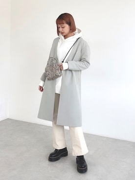 「FREE'S MART（フリーズマート）のアイテム（ノーカラーコート）」を使った、Otsuguさん（レディース・159cm）の冬コーディネート