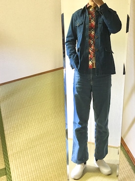 「BLUE WAY（ブルーウェイ）のアイテム（デニムジャケット）」を使った、あっつんさん（メンズ・173cm）の秋コーディネート