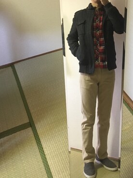 「NANO universe（ナノユニバース）のアイテム（ミリタリージャケット）」を使った、あっつんさん（メンズ・173cm）の冬コーディネート