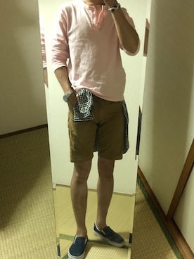 「ブレスレット」｜「アイテム（スリッポン）」を使った、あっつんさん（メンズ・173cm）の夏コーディネート