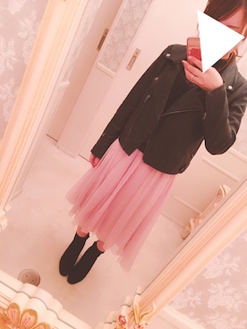「RANDA」｜「アイテム（ライダースジャケット）」を使った、maaayu☆＊.さん（レディース・152cm）の秋コーディネート