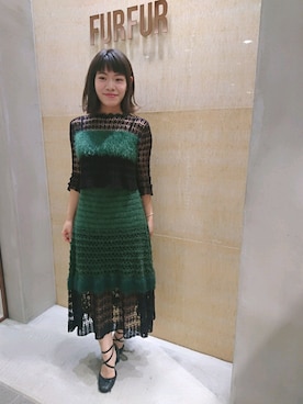 「アイテム（スカート、グリーン系）」を使った、FURFUR 梅田エスト店さん（レディース・160cm）の夏コーディネート