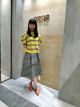 「FURFUR（ファーファー）のアイテム（ニット/セーター）」を使った、FURFUR 梅田エスト店さん（レディース・160cm）の夏コーディネート