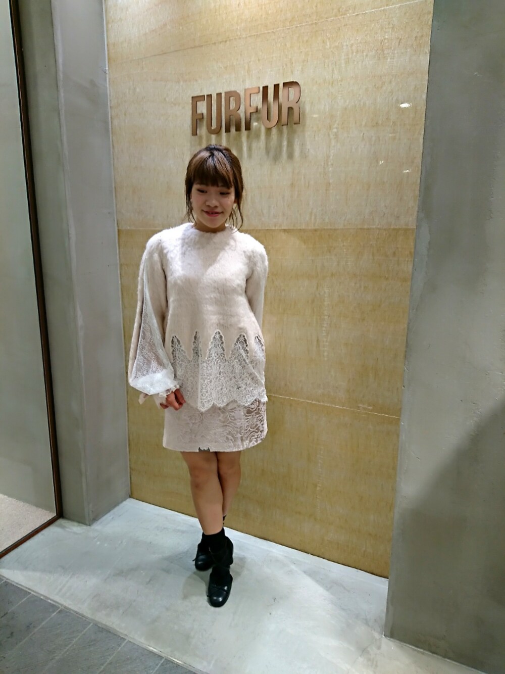 FURFUR（ファーファー）の「レーススリーブ&ヘムソフトニット（ニット  