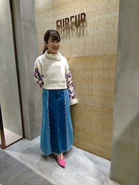 「FURFUR（ファーファー）のアイテム（ニット/セーター）」を使った、FURFUR 梅田エスト店さん（レディース・160cm）の秋コーディネート