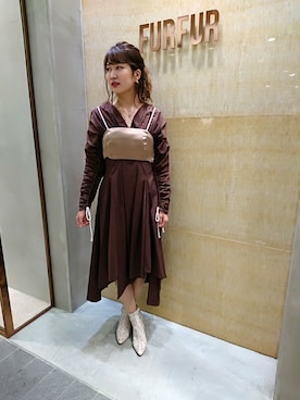 「アイテム（トップス、ブラウン系）」を使った、FURFUR 梅田エスト店さん（レディース・160cm）の秋コーディネート