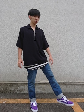 「NANO universe（ナノユニバース）のアイテム（その他トップス）」を使った、たいようさん（メンズ・165cm）の夏コーディネート