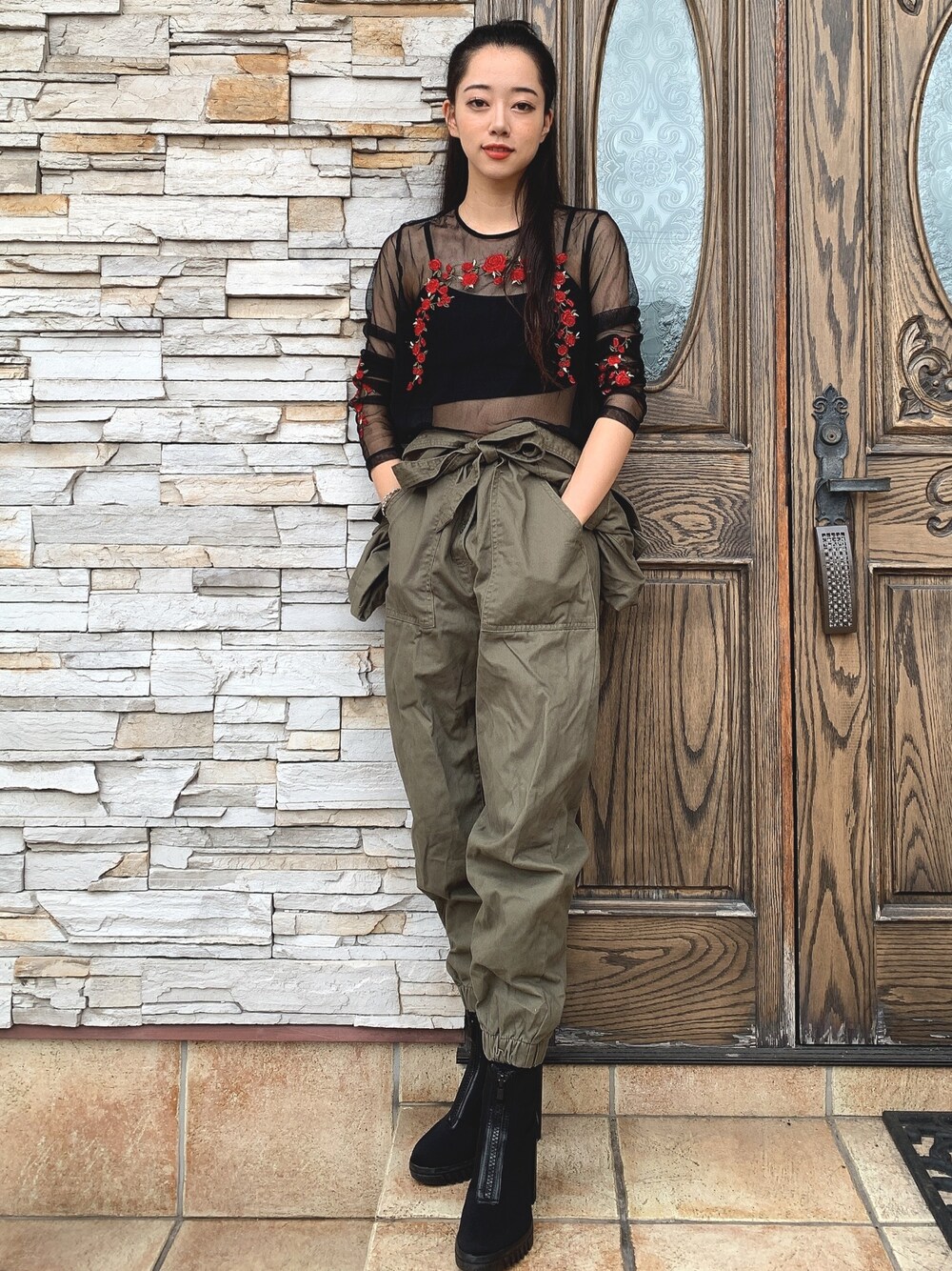 「メンズライク、メンズ、ZARA、ジャンプスーツ、夏コーデ、お洒落さんとつながりたい」｜「FOREVER 21のアイテム（トップス、ブラック系）」を使った、さらゆにこーんさん（レディース・162cm）の夏コーディネートの1枚目の写真
