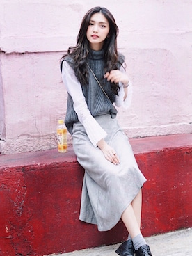 「amber（アンバー）のアイテム」を使った、Christine Cさん（レディース・178cm）の冬コーディネート
